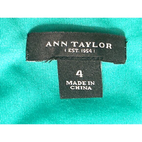 Ann Taylor Size 4 Turquoise Lace Peplum Blouse Chic Romantic Fit Floral Overlay - Picture 9 of 13